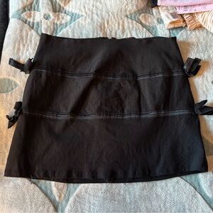 Blue Blush Black Mini Skirt with Bow Accents